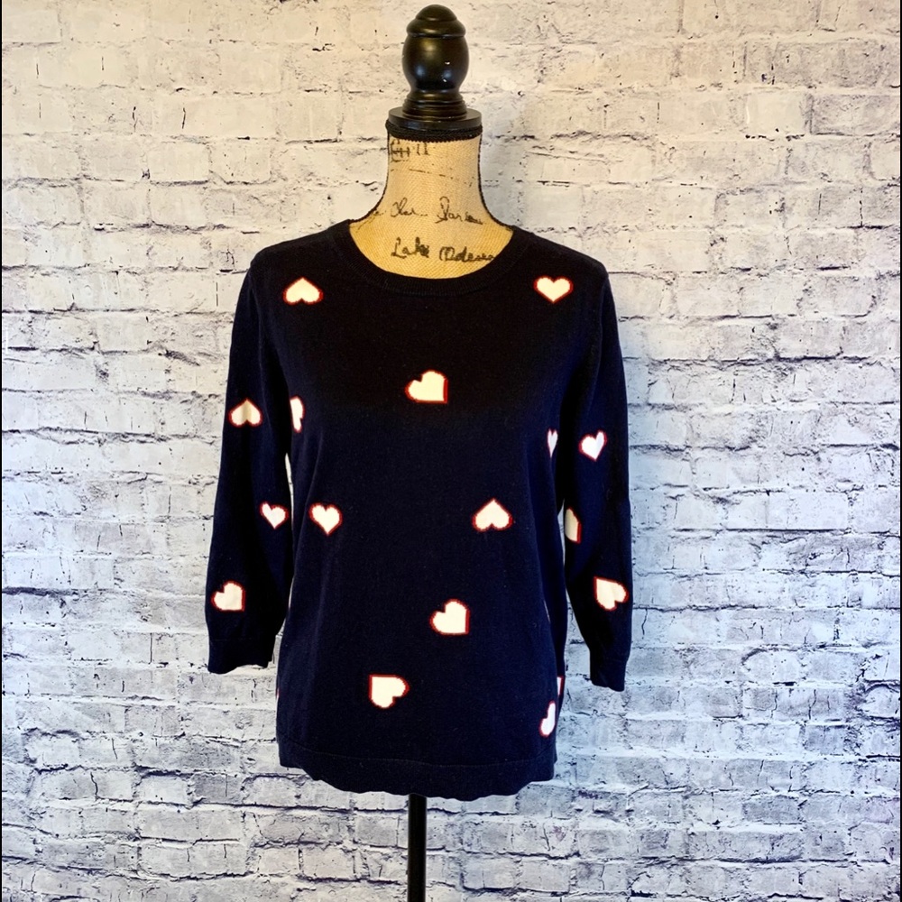 Navy Sweater with Hearts